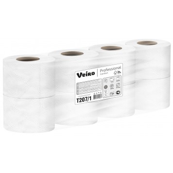 Бумага туалетная (VEIRO, Professional Comfort, 2-сл, целлюлоза, T-207/1, комплект - 8 рул, 6 шт/кор)