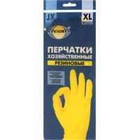 Перчатки хозяйственные (резиновые, AVIORA, с хлопковым напылением, разм.XL, желтый цвет, 1 пара/упак, 120 пар/кор)
