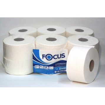Бумага туалетная (Focus, рулонная, Мини, 2-сл, 100% целлюлоза, 150 м, 12 шт/кор)