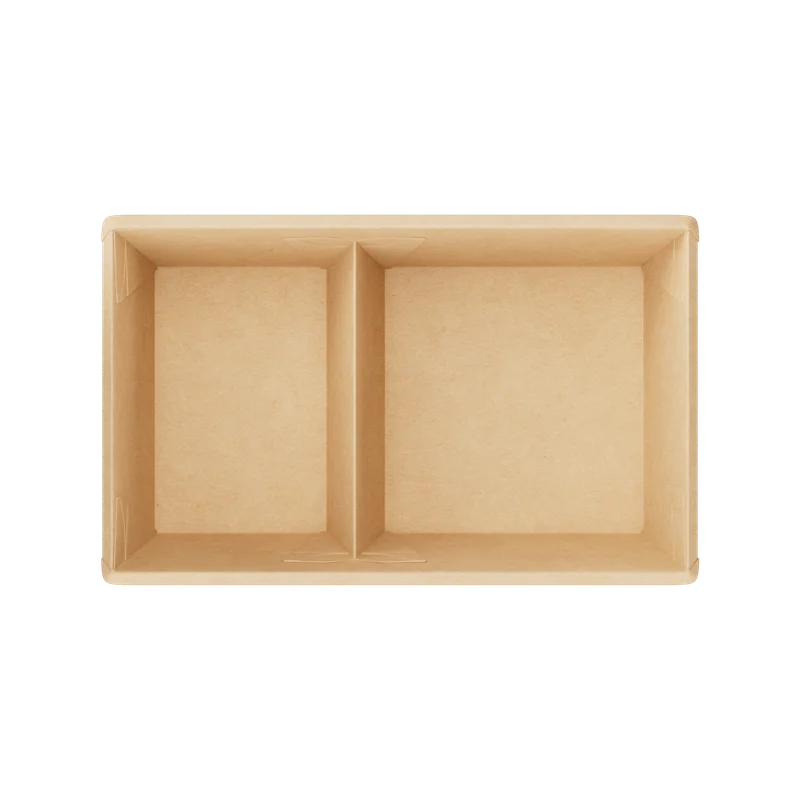 Контейнер (1ЕА, OneClick bottom 800DB/b, без крышки, 2 секции, крафт, 800 мл, 120/200*100/180*55 мм, 50 шт/упак, 6 упак/кор, OCbot800DB/b)