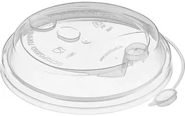 Крышка (для бумажных стаканов, пластик, ПРОЗРАЧНЫЙ цвет, с питейником, 80 мм, глянцевая, 50 шт/упак, 20 упак/кор, с усиком, СП080ГлП)
