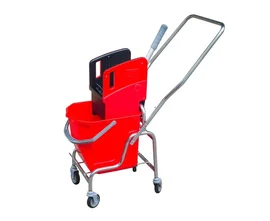 Тележка (уборочная, хром, пластик, 1 ведро, без корзины, красный цвет, HUNTER (арт. CHRTRL1-KB))