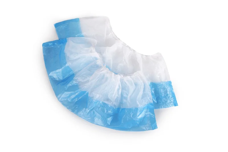 Бахилы одноразовые (ПЭ двухслойные, СУПЕР 70, 70 мкм, 50 пар/упак, бело-синий цвет, 30 упак/кор)