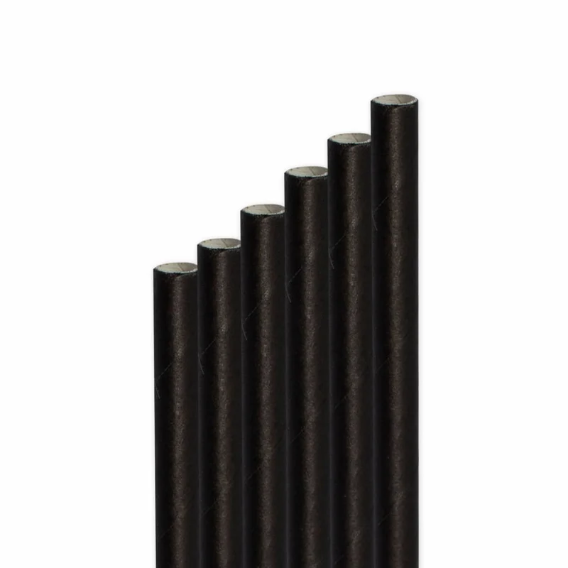 Бумажные трубочки (прямые, 6*200 мм, черный цвет, 100 шт/упак, 90 упак/кор)