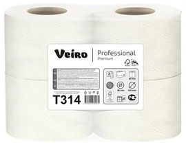 Бумага туалетная (VEIRO, 2-сл, 100% целлюлоза, Professional Premium, T-314, 4 рул/упак, 12 упак/кор)