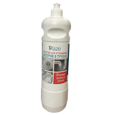 Средство (для удаления засоров в трубах, RAZE, 1 л, 9 шт/кор)