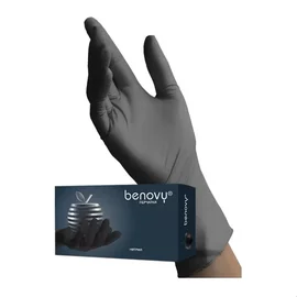 Перчатки одноразовые (нитриловые, BENOVY, разм.XS, неопудренные, черный цвет, 100 шт/упак, 10 упак/кор)