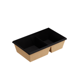 Контейнер (1ЕА, OneClick bottom 800DB/bBLACK, без крышки, 2 секции, черный цвет, 800 мл, 120/200*100/180*55 мм, 50 шт/упак, 6 упак/кор, OCbot800DB/bBL)