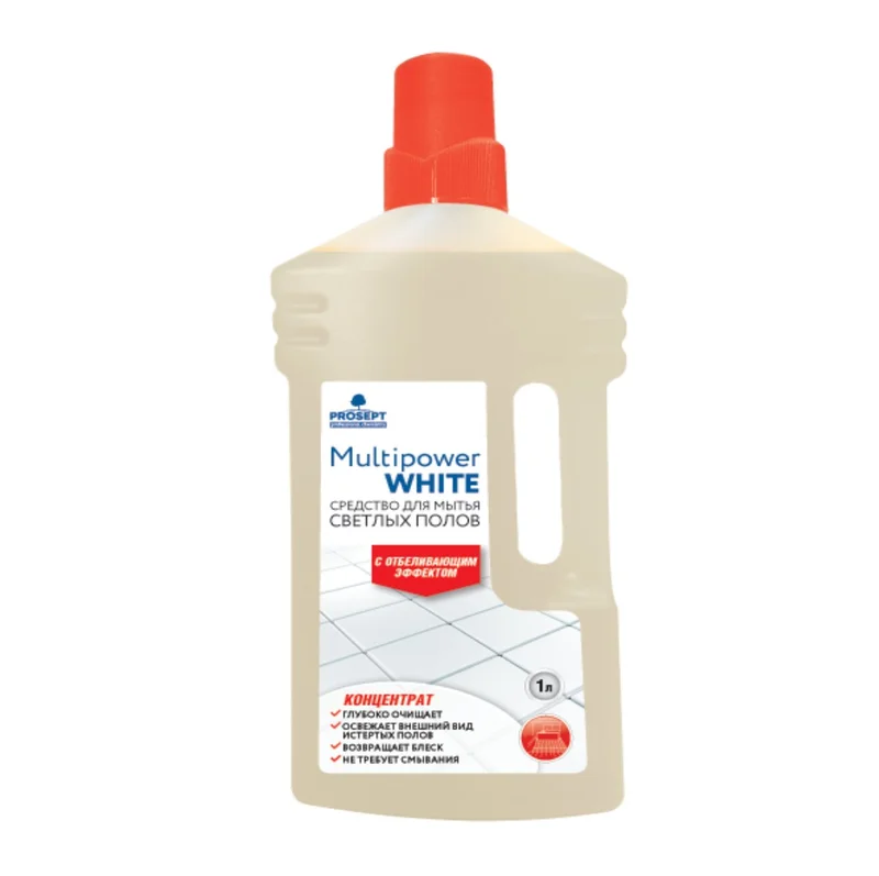 Средство (для поверхностей низкопенное, PROSEPT, Multipower White, 1 л, 12 шт/кор, отбеливающий эффект, концентрат (100-1))