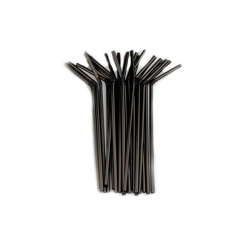 Трубочки (с гофрой, 5*210 мм, черный цвет, 250 шт/упак, 48 упак/кор, (10-8057))