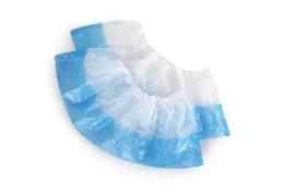 Бахилы одноразовые (ПЭ двухслойные, СУПЕР 70, 70 мкм, 50 пар/упак, бело-синий цвет, 30 упак/кор)