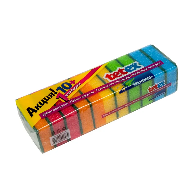 Губки для посуды (TETEX, 90х60х26мм, 10 шт+1/упак, 30 упак/кор, (02-02-0248))