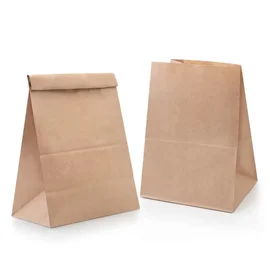 Пакет бумажный (крафт прямоугольное дно, без ручки, "на вынос", 260*150*340, 25 шт/упак, 18 упак/кор, (108-071))