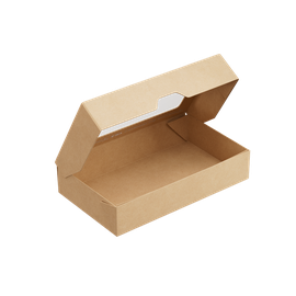 Контейнер (1ЕА, OneBox 1000/b, с крышкой, крафт, 1000 мл, 120/200/40 мм, 25 шт/упак, 10 упак/кор, OB1000/b)