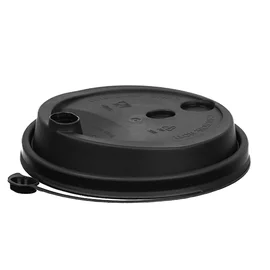 Крышка (для бумажных стаканов, пластик, ЧЕРНЫЙ цвет, с питейником, 80 мм, 50 шт/упак, 20 упак/кор, с усиком, СП080Ч)