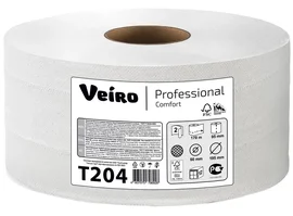 Бумага туалетная (VEIRO, Professional Comfort, 2-сл, отбелен.макул., 170 м, T-204, 12 шт/упак)