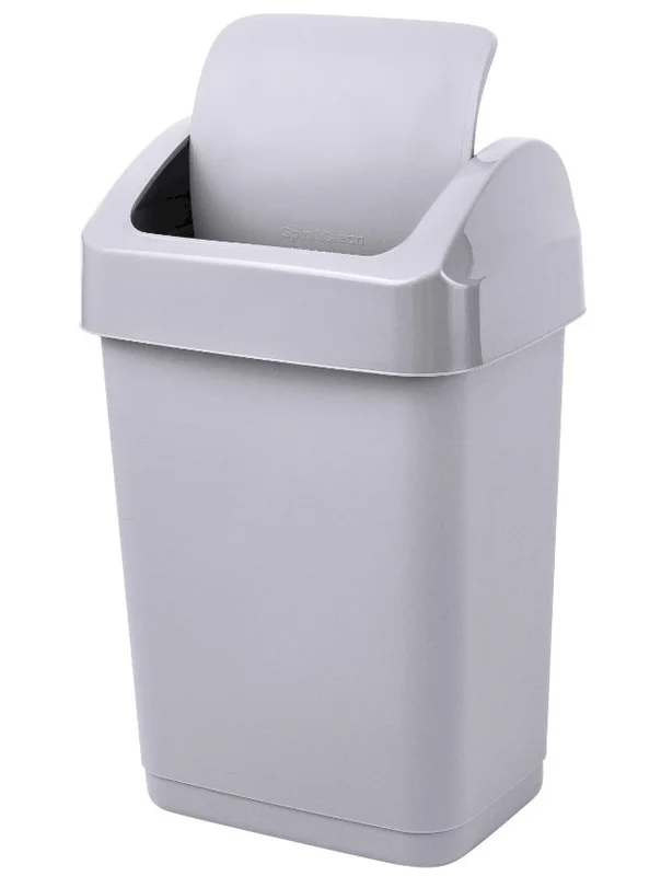 Контейнер для мусора (пластик, с плавающей крышкой, Step, серый цвет, 50 л)