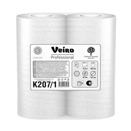 Полотенца бумажные (VEIRO, рулонные, 2-сл, K-207/1, белый цвет, 2 рул/упак, 12 упак/спайка)