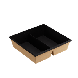 Контейнер (1ЕА, OneClick bottom 1200DB/bBLACK, без крышки, 2 секции, черный цвет, 1200 мл, 190/200*170/180*55 мм, 20 шт/упак, 9 упак/кор, OCbot1200DB/bBL)