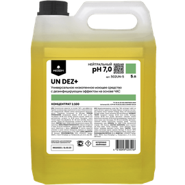 Средство (для поверхностей универсальное низкопенное, PROSEPT, UN DEZ+, 5 л, 4 шт/кор, с дезинфицирующим эффектом, концентрат (502UN-5))