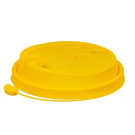 Крышка (для бумажных стаканов, пластик, ЖЕЛТЫЙ цвет, с питейником, 80 мм, 50 шт/упак, 20 упак/кор, с усиком, СП080Ж)