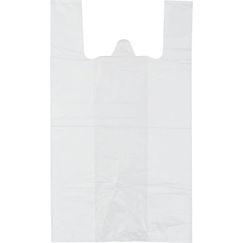 Пакет-майка (ПНД, 28+14*50 см, 13 мкм, белый цвет, 100 шт/упак)