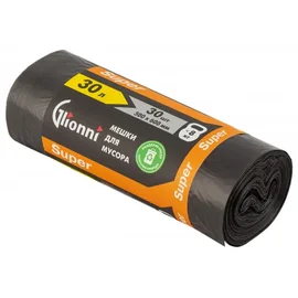 Мешки для мусора (ПНД, Glionni, 30л, черный цвет, 30 шт/рул, 50 рул/кор, Super)