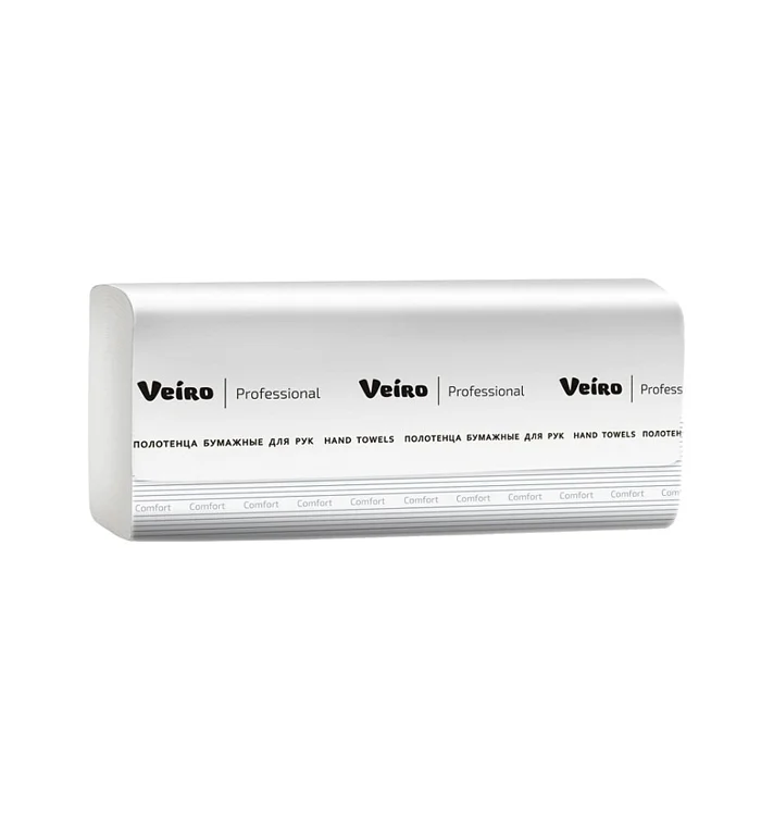 Полотенца бумажные (VEIRO, V-сложение, 2-сл, отбелен.макул., V22-200, белый цвет, 200 листов/упак, 20 упак/кор)