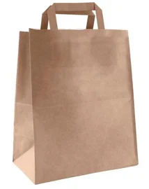 Пакет бумажный (крафт, с плоской ручкой, без печати, 240*140*280 мм, 20 шт/упак, 14 упак/кор)