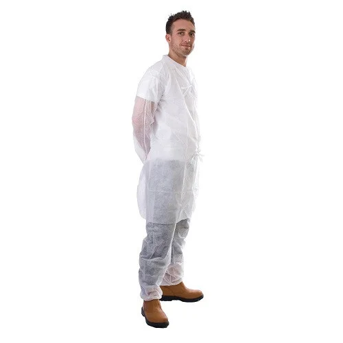 Халат (одноразовый на завязках, полипропилен, 4XL, AnSo, плотность 30 г/м2, белый цвет, 10 шт/упак)