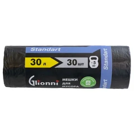 Мешки для мусора (ПНД, Glionni, 30л, черный цвет, 30 шт/рул, 50 рул/кор, STANDART)