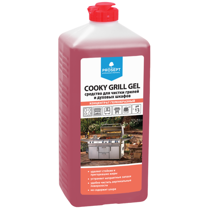 Средство (для чистки гриля и духовых шкафов, PROSEPT, Cooky Grill (Антижир), 1 л, 12 шт/кор, гелеобразный, концентрат (192-1))
