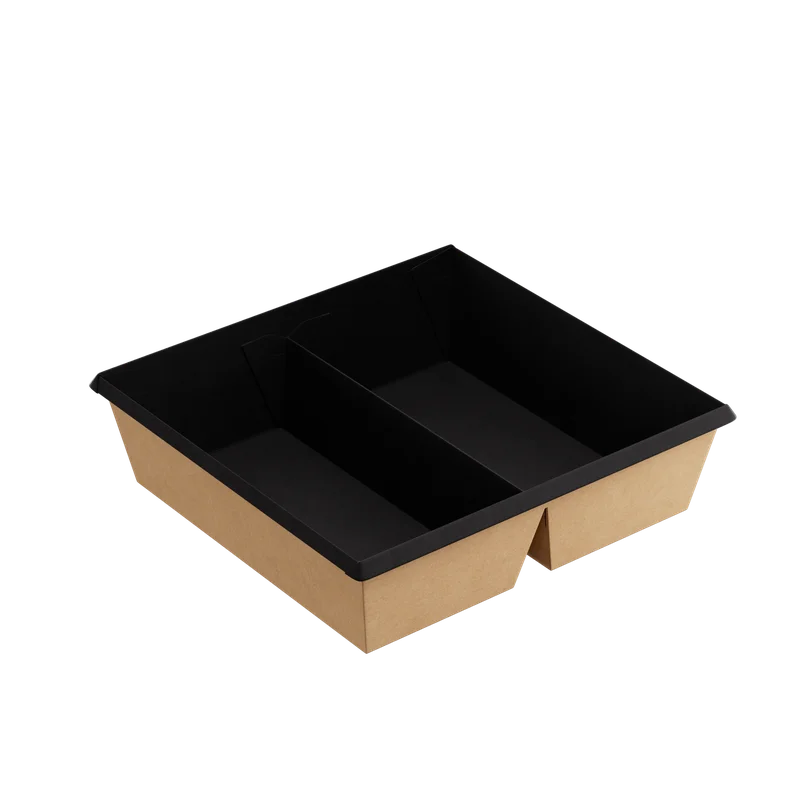 Контейнер (1ЕА, OneClick bottom 1200DB/bBLACK, без крышки, 2 секции, черный цвет, 1200 мл, 190/200*170/180*55 мм, 20 шт/упак, 9 упак/кор, OCbot1200DB/