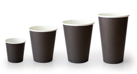Стакан бумажный (одноразовый, 1 сл., черный цвет, без печати, 250/285 мл, 50 шт/упак, 20 упак/кор, (250129))