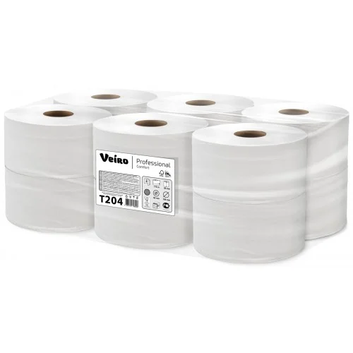 Бумага туалетная (VEIRO, Professional Comfort, 2-сл, отбелен.макул., T-204, 12 рул/упак)