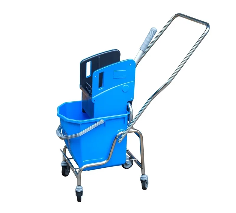 Тележка (уборочная, хром, пластик, 1 ведро, без корзины, синий цвет, HUNTER (арт. CHRTRL1-MB))