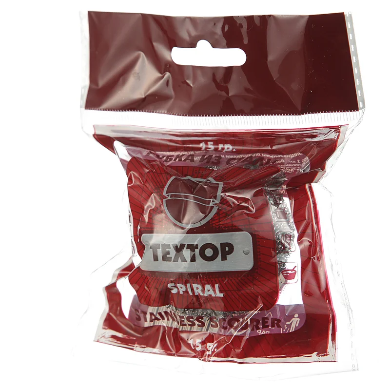 Мочалки металлические (TEXTOP, SPIRAL, 15 гр, 1 шт/упак, 120 упак/кор)