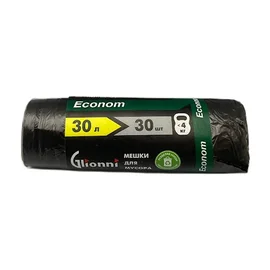 Мешки для мусора (ПНД, Glionni, 30л, черный цвет, 30 шт/рул, 100 рул/кор, Econom)