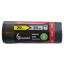 Мешки для мусора (ПНД, Glionni, 30л, черный цвет, 30 шт/рул, 50 рул/кор, Lux)