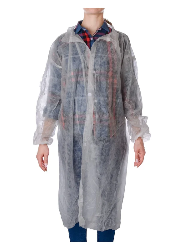 Халат (одноразовый на липучке, р-р 52-54, белый цвет, 10 шт/упак, 10 упак/кор)