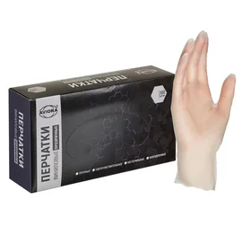 Перчатки одноразовые (виниловые, AVIORA, разм.L, неопудренные, прозрачный цвет, 100 шт/упак, 10 упак/кор, 402-639)