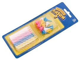 Свечи (декоративные для торта с держателем, С Днем Рождения, 24 шт/упак, 12 упак/кор)