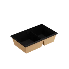 Контейнер (1ЕА, OneClick bottom 800DB/bBLACK, без крышки, 2 секции, черный цвет, 800 мл, 120/200*100/180*55 мм, 50 шт/упак, 6 упак/кор, OCbot800DB/bBL