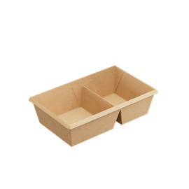 Контейнер (1ЕА, OneClick bottom 800DB/b, без крышки, 2 секции, крафт, 800 мл, 120/200*100/180*55 мм, 50 шт/упак, 6 упак/кор, OCbot800DB/b)