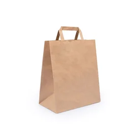 Пакет бумажный (крафт, с плоскими ручками, без печати, 320*200*370 мм, 25 шт/упак, 10 упак/кор)