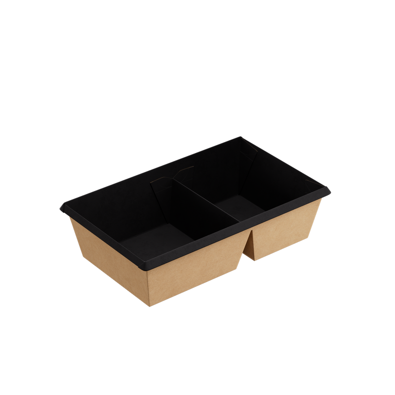 Контейнер (1ЕА, OneClick bottom 800DB/bBLACK, без крышки, 2 секции, черный цвет, 800 мл, 120/200*100/180*55 мм, 50 шт/упак, 6 упак/кор, OCbot800DB/bBL)