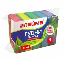 Губки для посуды (LAIMA, 96х64х27, 5 шт/упак, 72 упак/кор, 601554)