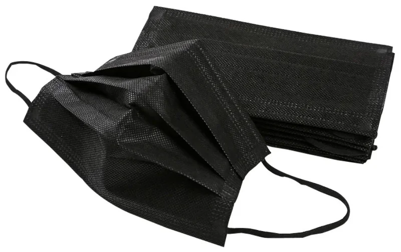 Маска одноразовая (трехслойная по ТУ 32.50.50-007-70834095-2022, черный цвет, 50 шт/упак)