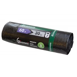 Мешки для мусора (ПНД, Glionni, 60л, черный цвет, 30 шт/рул, 70 рул/кор, Econom)