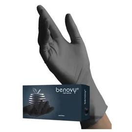 Перчатки одноразовые (нитриловые, BENOVY, разм.L, неопудренные, черный цвет, 100 шт/упак, 10 упак/кор)